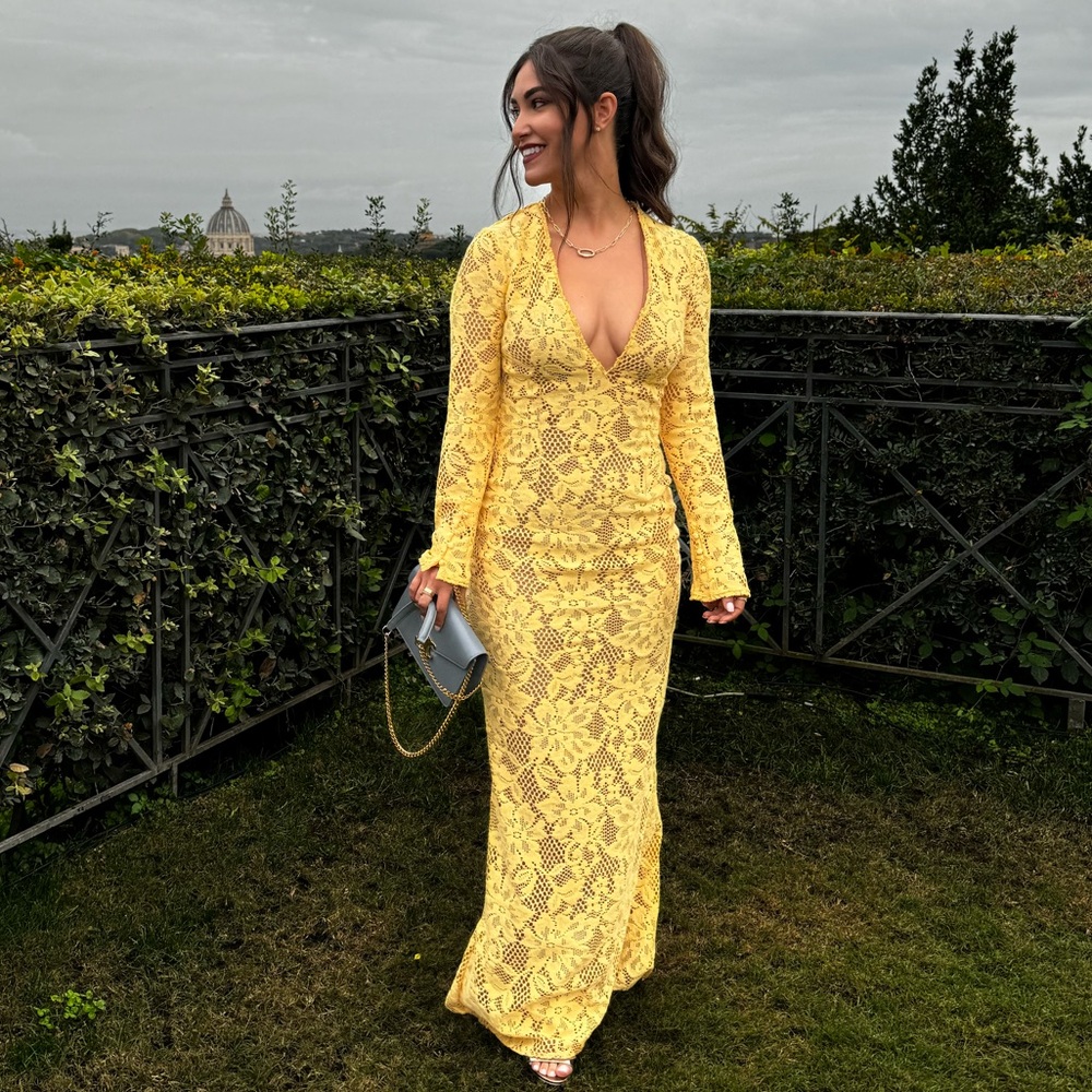House of CB Yellow Lace Dress
